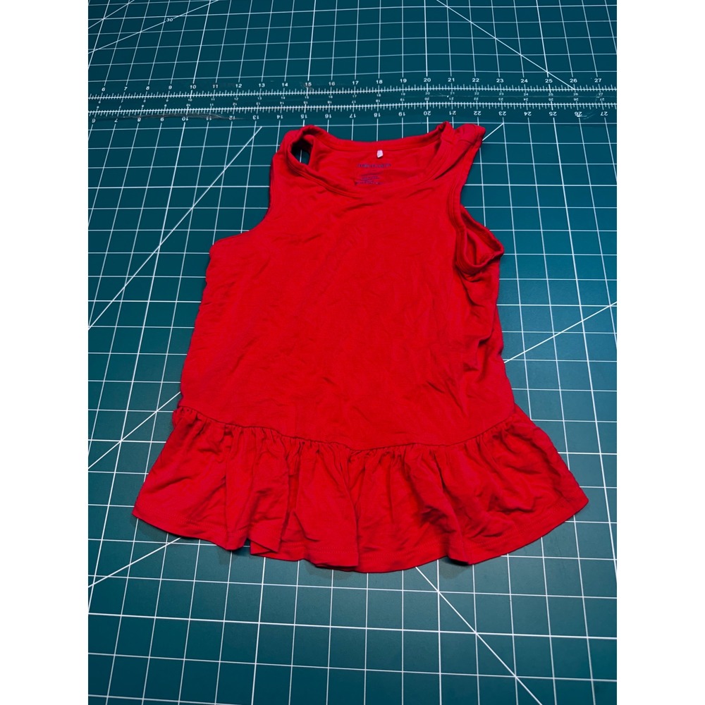 Posh Peanut Girls Red Peplum Sleeveless Tank Top Size 5T-6T Solid Ruffle Hem